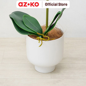 AZKO Arthome Bunga Artifisial Orchid 1 Stem Dengan Pot - Putih