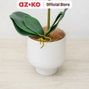 AZKO Arthome Bunga Artifisial Orchid 1 Stem Dengan Pot - Putih