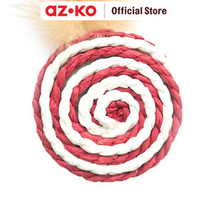 AZKO Paws N Tail Mainan Kucing Woven Bulu Round - Merah