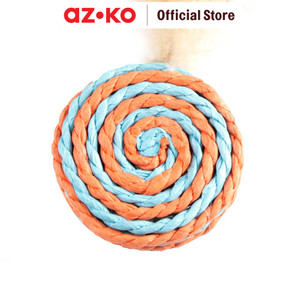 AZKO Paws N Tail Mainan Kucing Woven Round Dengan Bulu - Biru