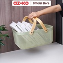 AZKO Stora 40x25x18 Cm Keranjang Penyimpanan Wood Handle - Hijau