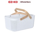 AZKO Stora 40x25x18 Cm Keranjang Penyimpanan Wood Handle - Putih