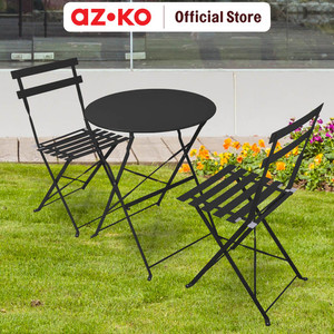 AZKO Soleil Lucio Bistro Set Kursi & Meja Teras Lipat - Hitam