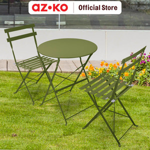 AZKO Soleil Lucio Bistro Set Kursi & Meja Teras Lipat - Hijau