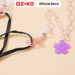 AZKO Ataru Tali Masker Flower - Pink/Ungu