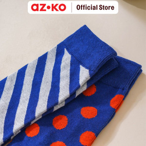 AZKO Ataru Set 2 Pasang Kaus Kaki Wanita Crew - Navy/Kuning