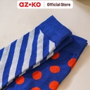 AZKO Ataru Set 2 Pasang Kaus Kaki Wanita Crew - Navy/Kuning