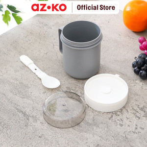 AZKO Ataru 500 ml Wadah Makanan Cylinder - Putih/Abu-Abu