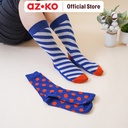 AZKO Ataru Set 2 Pasang Kaus Kaki Wanita Crew - Navy/Kuning