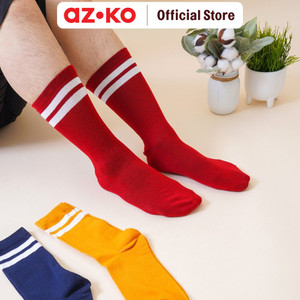 AZKO Ataru Set 3 Pasang Kaos Kaki Crew - Navy / Merah / Kuning