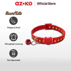 AZKO Paws N Tali Kalung Kucing Star Print - Merah
