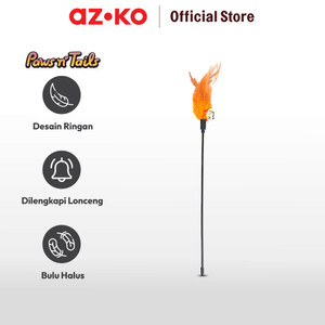 AZKO Paws N Tail Mainan Kucing Stick Feathers - Orange