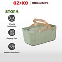 AZKO Stora 40x25x18 Cm Keranjang Penyimpanan Wood Handle - Hijau