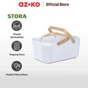 AZKO Stora 40x25x18 Cm Keranjang Penyimpanan Wood Handle - Putih