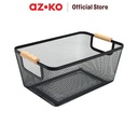 AZKO Stora 36x23x15 Cm Keranjang Penyimpanan Wood Handle - Hitam