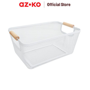 AZKO Stora 31x23x13 Cm Keranjang Penyimpanan Wood Handle - Putih