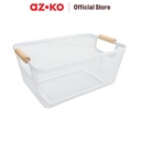 AZKO Stora 31x23x13 Cm Keranjang Penyimpanan Wood Handle - Putih