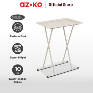 AZKO Soleil Thea Meja Teras Dengan Tray - Abu-Abu Muda