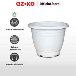 AZKO Clover 41 Cm Pot Tanaman Round Basic - Putih