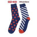 AZKO Ataru Set 2 Pasang Kaus Kaki Wanita Crew - Navy/Kuning