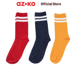 AZKO Ataru Set 3 Pasang Kaos Kaki Crew - Navy / Merah / Kuning