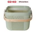 AZKO Stora 40x25x18 Cm Keranjang Penyimpanan Wood Handle - Hijau