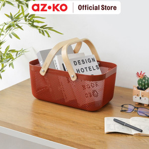 AZKO Stora 40x25x18 Cm Keranjang Penyimpanan Wood Handle - Merah
