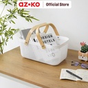 AZKO Stora 40x25x18 Cm Keranjang Penyimpanan Wood Handle - Putih