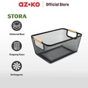 AZKO Stora 36x23x15 Cm Keranjang Penyimpanan Wood Handle - Hitam