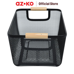 AZKO Stora 31x23x13 Cm Keranjang Penyimpanan Wood Handle - Hitam