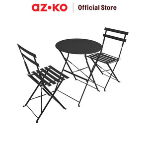 AZKO Soleil Lucio Bistro Set Kursi & Meja Teras Lipat - Hitam