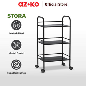 AZKO Stora 40x28.4x74 Cm Rak Troli 3 Tingkat - Hitam