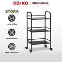 AZKO Stora 40x28.4x74 Cm Rak Troli 3 Tingkat - Hitam