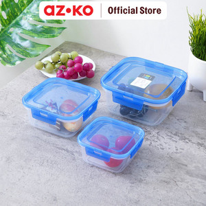 AZKO Komax Set 3 Pcs Wadah Makanan Bb Lock Square