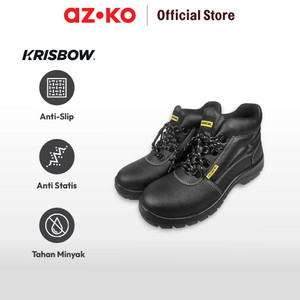 AZKO Krisbow Ukuran 42 Argon Sepatu Pengaman 6 Inci - Hitam