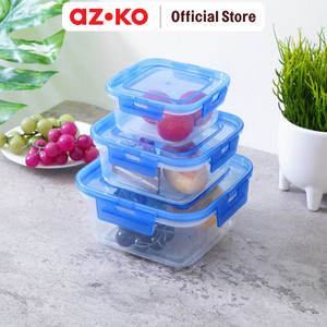 AZKO Komax Set 3 Pcs Wadah Makanan Bb Lock Square