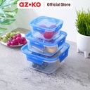 AZKO Komax Set 3 Pcs Wadah Makanan Bb Lock Square