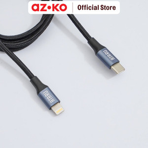 AZKO Ataru Kabel Charger Nylon Braided Type C To Lightning - Abu-Abu