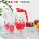 AZKO Kris Set 7 Pcs Teko Dan Gelas Kaca Strawberry