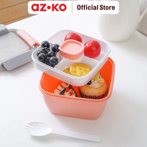 AZKO Kris 1.1 ltr Kotak Makan 3 Sekat Dengan Wadah Saus - Pink