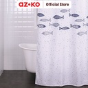 AZKO Forhom 180x200 Cm Tirai Kamar Mandi Dengan C Hooks Fish - Blue