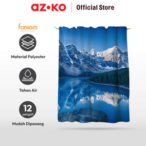 AZKO Forhom 180x180 Cm Tirai Kamar Mandi Dengan Hooks Mountain