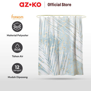 AZKO Forhom 180x180 Cm Tirai Kamar Mandi Dengan C Hooks Leaf - Hijau
