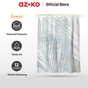 AZKO Forhom 180x180 Cm Tirai Kamar Mandi Dengan C Hooks Leaf - Hijau