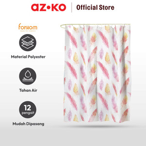 AZKO Forhom 180 X 180 Cm Tirai Kamar Mandi Dengan Hooks - Pink