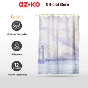 AZKO Forhom 180x180 Cm Tirai Kamar Mandi Dengan C Hooks Dolphin