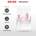 AZKO Forhom 180x180 Cm Tirai Kamar Mandi Dengan C Hooks City
