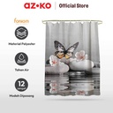 AZKO Forhom 180x180 Cm Tirai Kamar Mandi Dengan Hooks Butterfly