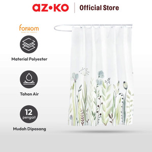 AZKO Forhom 180x180 Cm Tirai Kamar Mandi Dengan Hooks Botanica