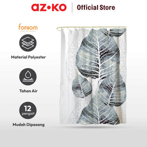 AZKO Forhom 180x180 Cm Tirai Kamar Mandi Dengan C Hooks Big Leaf